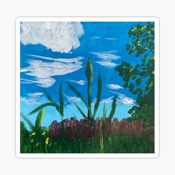 Bullrushes in Summer, acrylic on board Sticker