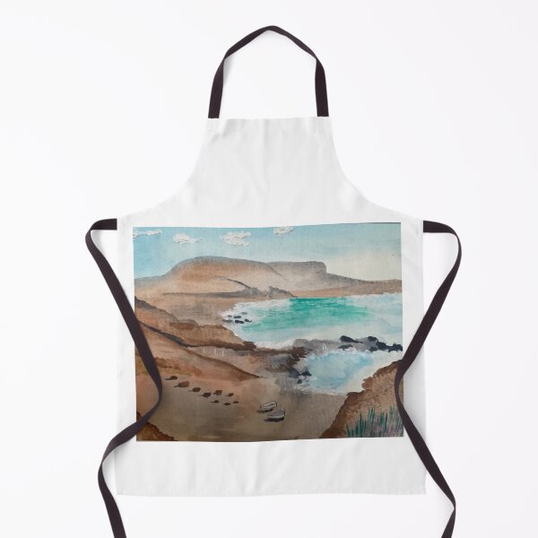 Item preview, Lanzarote in January.  Watercolour of a little beach in Los Volcanes National Park designed and sold by MrsNelsonpaints.