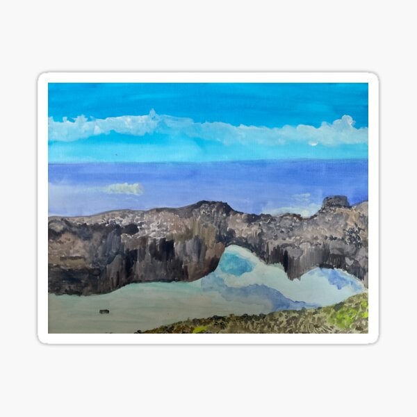 Punta Grande waves on volcanic rock. Acrylic on canvas. Sticker