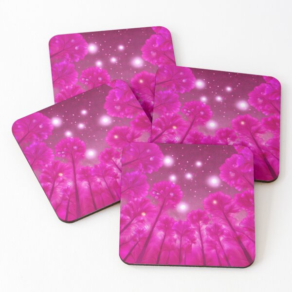 Item preview, Festival atmosphere, Psychedelic forest -deep magenta, lots of pink and fluorescent colors designed and sold by My-fake-places.