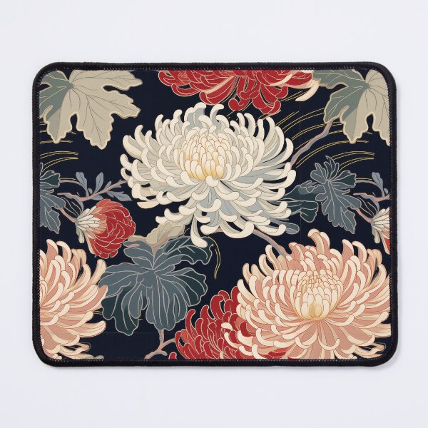 Item preview, Chrysanthemum Contrast - Seamless Pattern Furoshiki Design designed and sold by KokoroCreations.