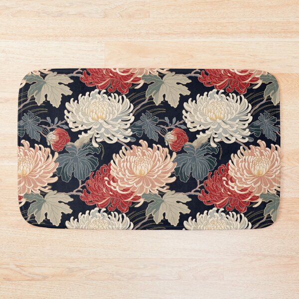 Item preview, Chrysanthemum Contrast - Seamless Pattern Furoshiki Design designed and sold by KokoroCreations.
