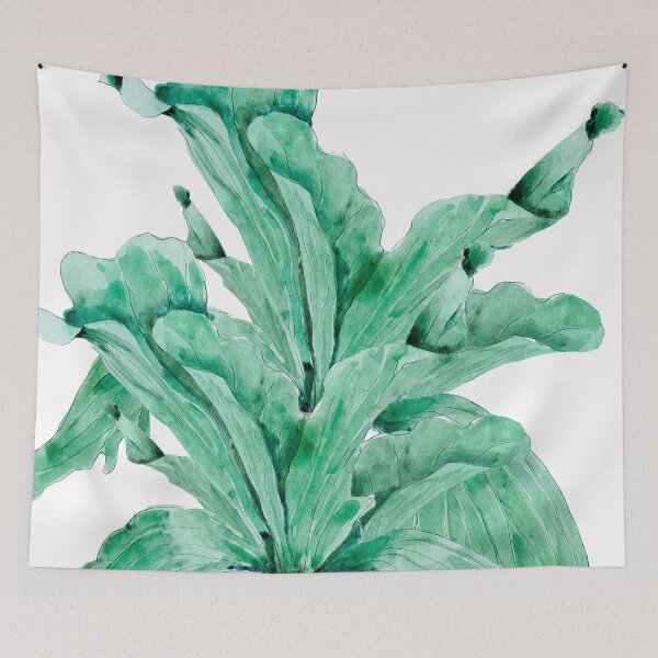 Item preview, green platycerium bifurcatum pattern houseplant indoor plant hand paint watercolour 2 designed and sold by ColorandColor.