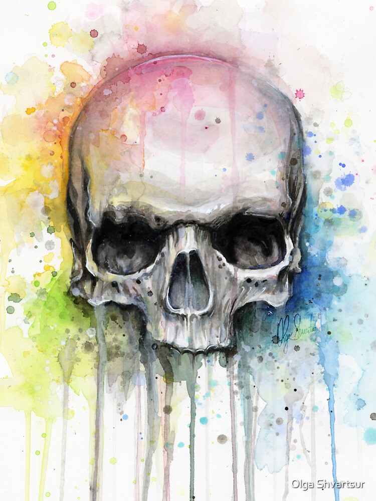 Skull Watercolor Painting T-Shirt