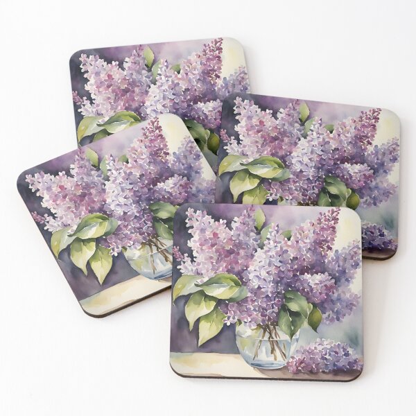 Item preview, Purple Lilacs In Vase Floral Watercolor Design designed and sold by Tammy Marie Russell.