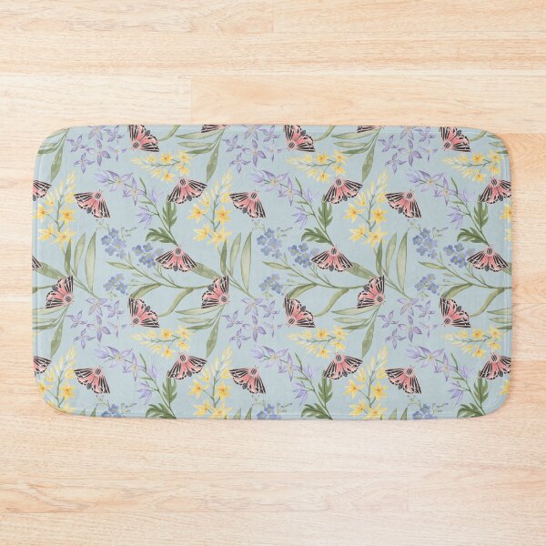 Item preview, Tiger moth and flowers pattern - blue designed and sold by LindaSitniece.