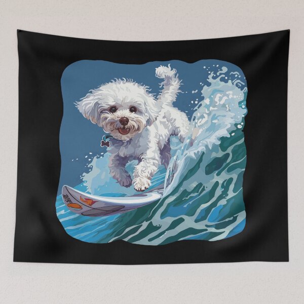 Item preview, Surfing Bichon Frise designed and sold by VelvetRoom.