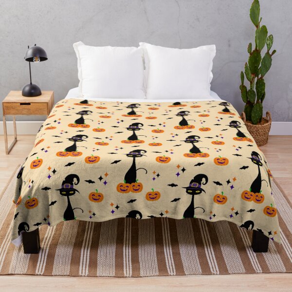 Item preview, Halloween Atomic Cat Pumpkins and Bats Mid Century Pattern designed and sold by trdstudio.