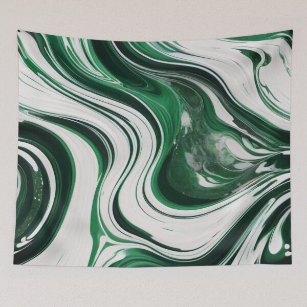 Item preview, Liquid Abstract In Green And White designed and sold by SeamPix.