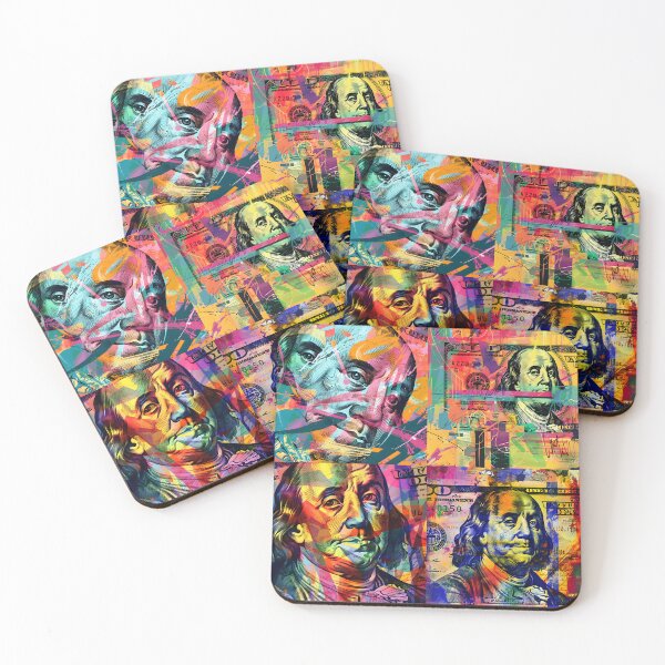 Item preview, An abstract interpretation of a 100 bill with stylized elements and vibrant colors. designed and sold by JsKpY.