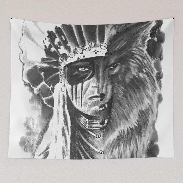 Artikelvorschau, Indianer/Wolf entworfen und verkauft von MatrixTattoo.