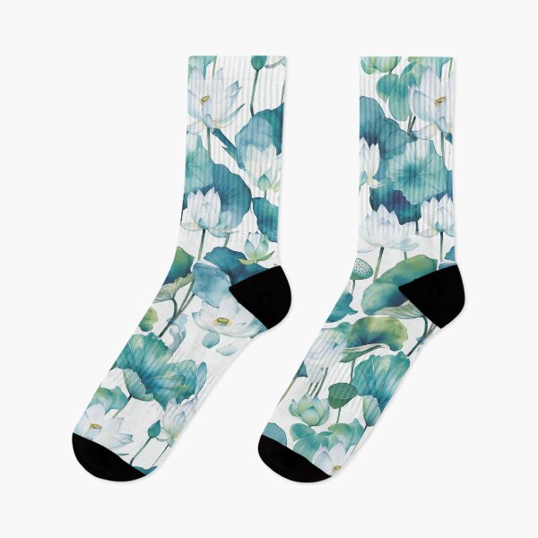Item preview, seamless watercolor pattern of lotus flowers and water lilies designed and sold by DMay-art.
