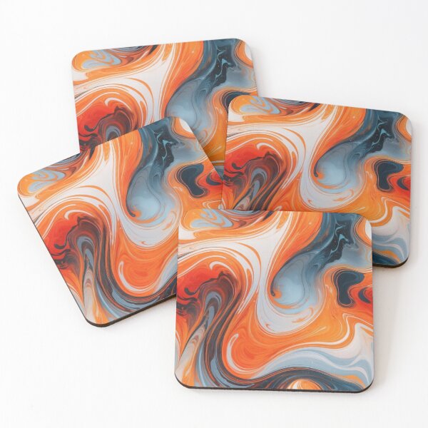 Item preview, Liquid Abstract In Orange, Navy, Gray And White designed and sold by SeamPix.