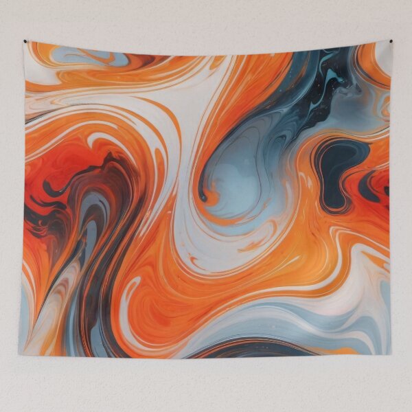 Item preview, Liquid Abstract In Orange, Navy, Gray And White designed and sold by SeamPix.