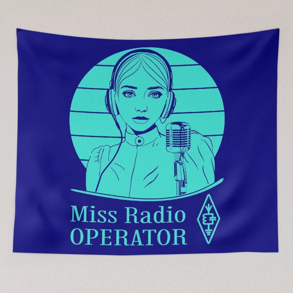 Item preview, Miss Radio Operator - cyan on dark (navy) designed and sold by tuzlay.