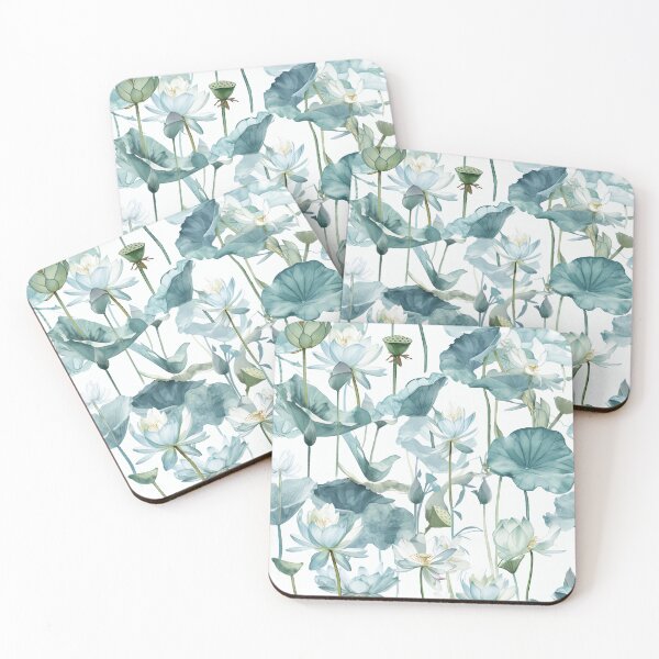 Item preview, seamless watercolor pattern of lotus flowers and water lilies designed and sold by DMay-art.