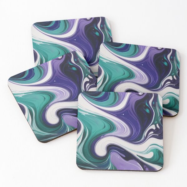 Item preview, Liquid Abstract In Deep Blue, Emerald Green, Violet And White designed and sold by SeamPix.