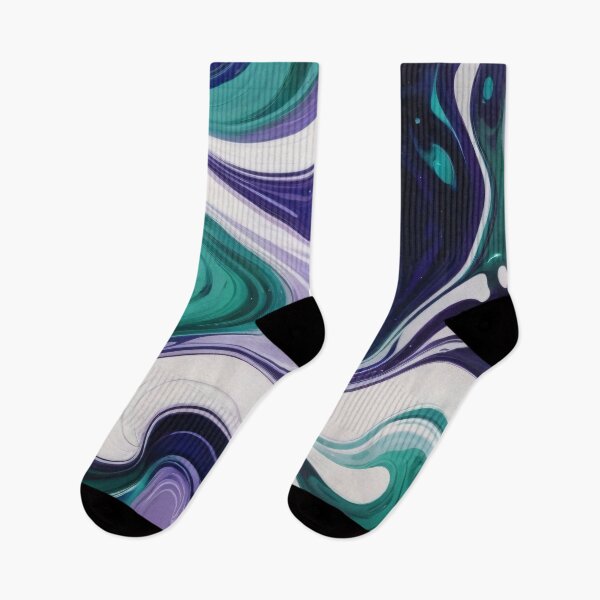 Item preview, Liquid Abstract In Deep Blue, Emerald Green, Violet And White designed and sold by SeamPix.