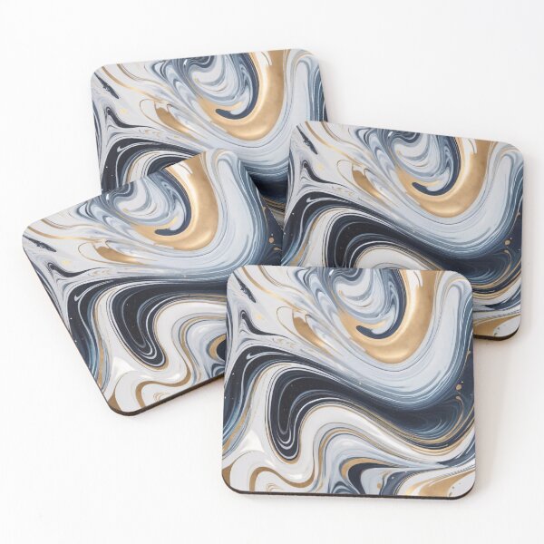Item preview, Liquid Abstract In Navy, Gold And White designed and sold by SeamPix.
