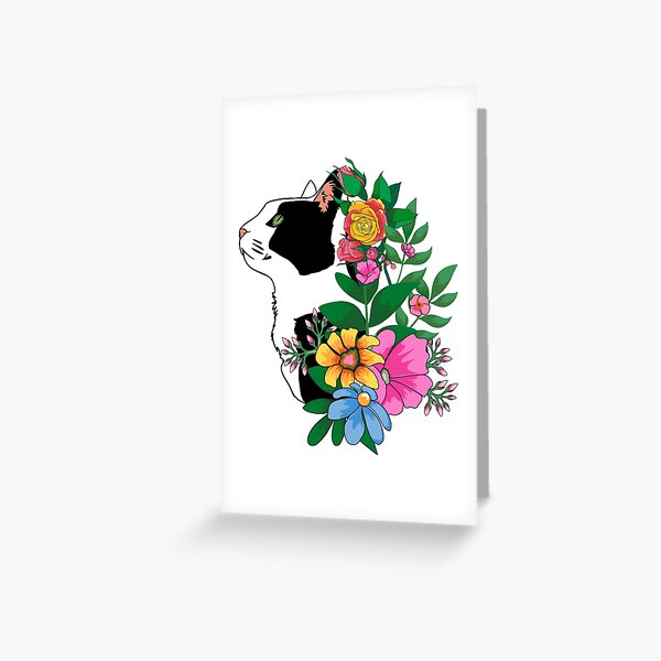 Item preview, Tuxedo cat among flowers, funny cat designed and sold by MoSaid.