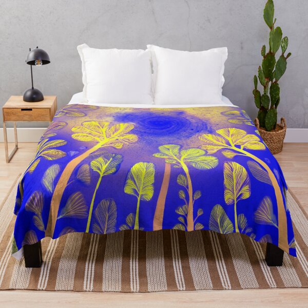 Item preview, Festival atmosphere, psychedelic forest –yellow, navy blue designed and sold by My-fake-places.
