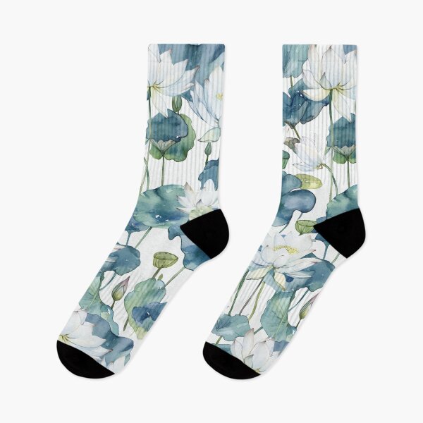 Item preview, seamless watercolor pattern of lotus flowers and water lilies designed and sold by DMay-art.