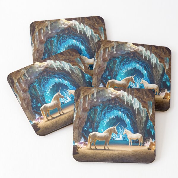 Item preview, fantasy unicorn cave with colorful crystals designed and sold by dimitrisbar.