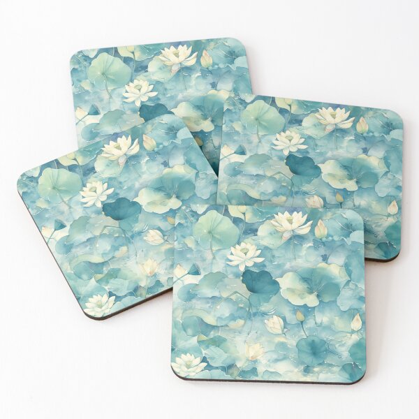 Item preview, seamless watercolor pattern of lotus flowers and water lilies designed and sold by DMay-art.