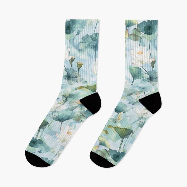 Item preview, seamless watercolor pattern of lotus flowers and water lilies designed and sold by DMay-art.