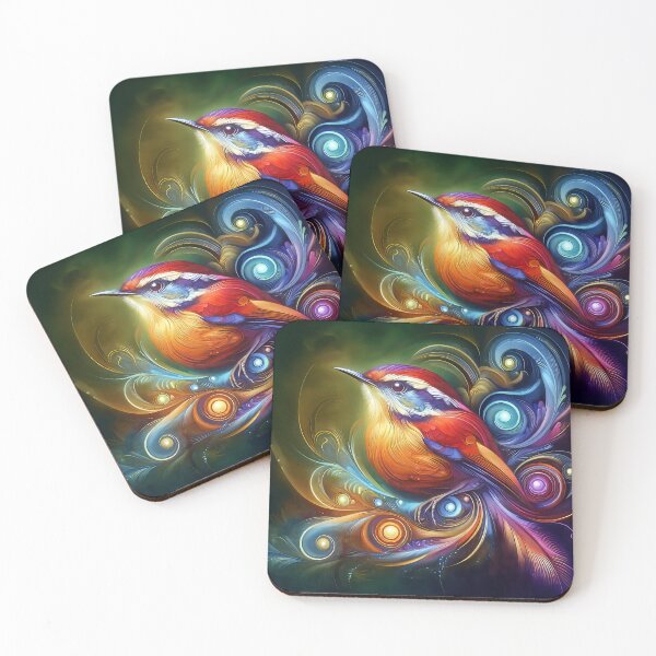 Item preview, Colorful Artistic Drawing of a Wren in Mystic Style designed and sold by CattyCornerPOD.