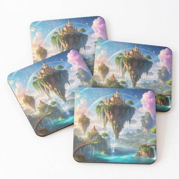 Item preview, rainbow sky floating islands fantasy artwork designed and sold by dimitrisbar.