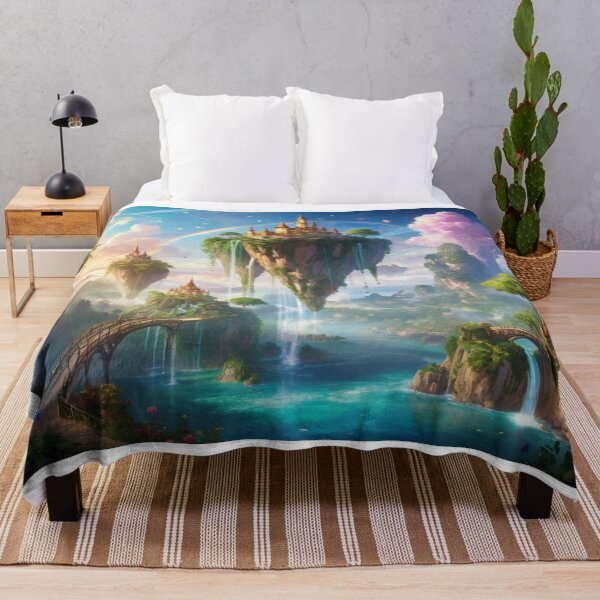 Item preview, rainbow sky floating islands fantasy artwork designed and sold by dimitrisbar.