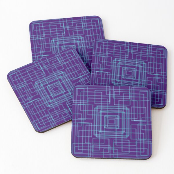 Item preview, Teal Blue geometric maze on dark blue background  designed and sold by Stefrait-7.