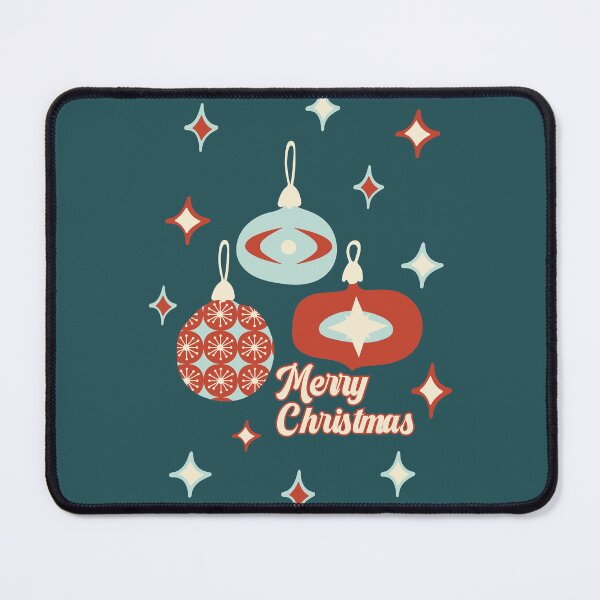 Artikelvorschau, Frohe Weihnachten Mid Century Atomic Ornamente in Rot, Blau entworfen und verkauft von trdstudio.