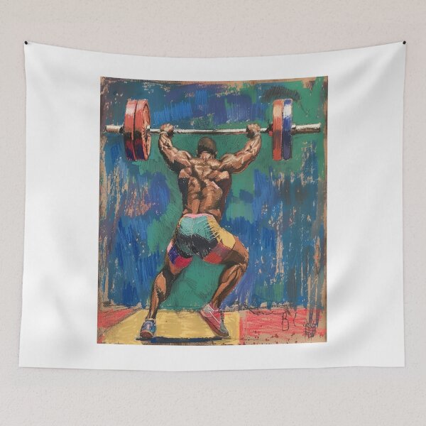 Item preview, Vibrant Weightlifting Painting designed and sold by randallrigney.