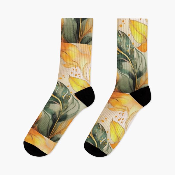 Item preview, Vintage floral leaves in neutral colours, abstract, green and yellow  designed and sold by navitalidesign.