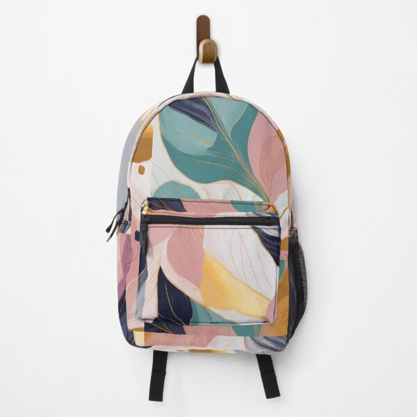 Item preview, Vintage floral leaves in neutral colours, abstract, green, pink and grey designed and sold by navitalidesign.