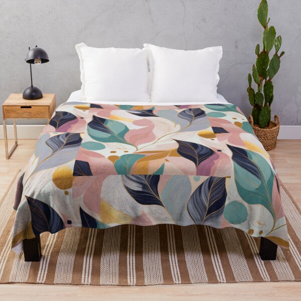 Item preview, Vintage floral leaves in neutral colours, abstract, green, pink and grey designed and sold by navitalidesign.