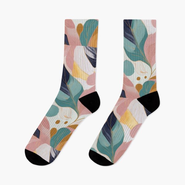 Item preview, Vintage floral leaves in neutral colours, abstract, green, pink and grey  designed and sold by navitalidesign.