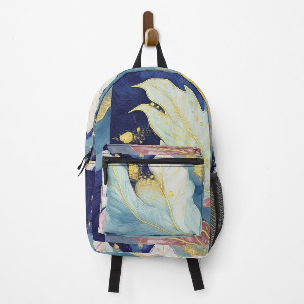 Item preview, Vintage floral leaves in neutral colours, abstract, blue, white and gold designed and sold by navitalidesign.