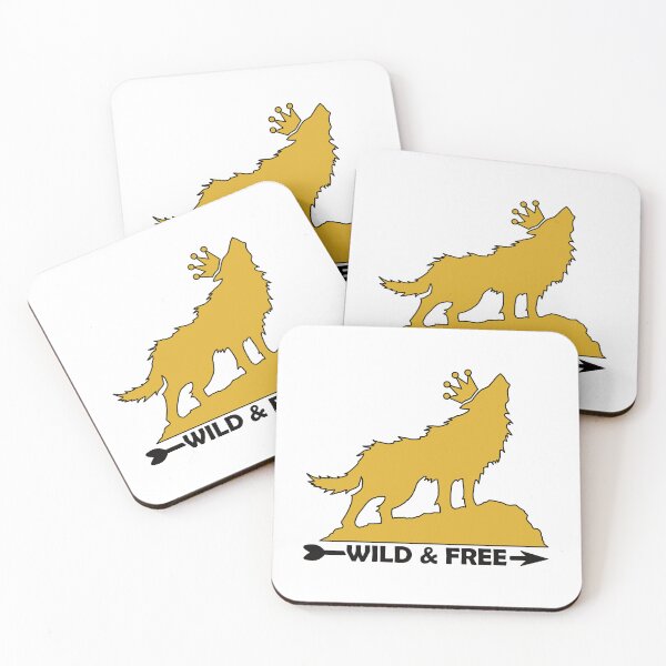 Item preview, Howling Wolf With Crown Silhouette Wild & Free In Yellow  designed and sold by TheRainFamily.