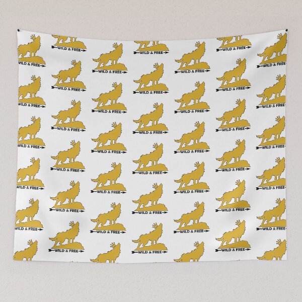 Item preview, Howling Wolf With Crown Silhouette Wild & Free In Yellow  designed and sold by TheRainFamily.