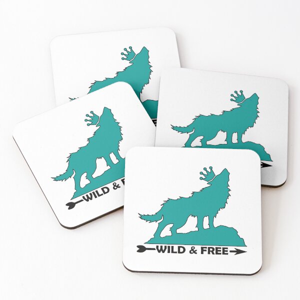 Item preview, Howling Wolf With Crown Silhouette Wild & Free In Turquoise designed and sold by TheRainFamily.