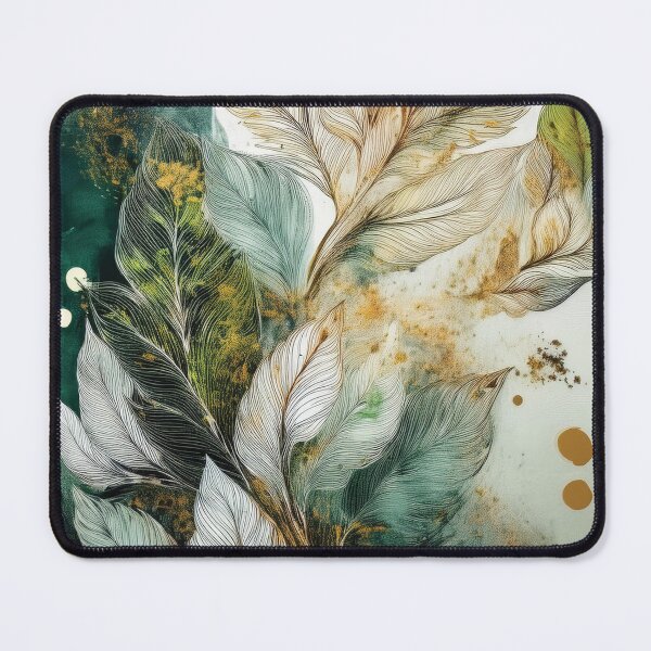 Item preview, Vintage floral leaves in neutral colours, abstract, green and gold designed and sold by navitalidesign.