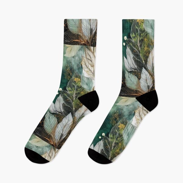 Item preview, Vintage floral leaves in neutral colours, abstract, green and gold designed and sold by navitalidesign.