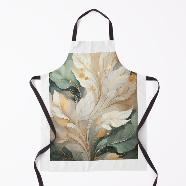 Item preview, Rustic Vintage floral leaves in neutral colours, abstract, green and gold designed and sold by navitalidesign.