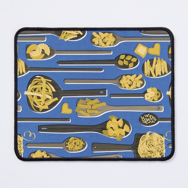 Item preview, Le meraviglie // electric blue background brown wood spoons with yellow italian pasta kitchen designed and sold by SelmaCardoso.