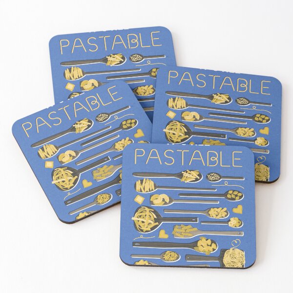 Item preview, Le meraviglie // electric blue background brown wood spoons with yellow italian pasta kitchen designed and sold by SelmaCardoso.