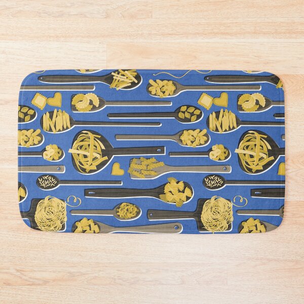 Item preview, Le meraviglie // electric blue background brown wood spoons with yellow italian pasta kitchen designed and sold by SelmaCardoso.