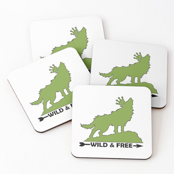 Item preview, Wolf With Crown Silhouette Wild & Free In Green designed and sold by TheRainFamily.